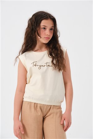 Young Girl Printed Sleeveless T-Shirt