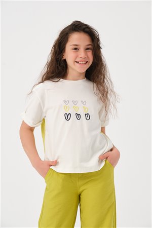 Young Girl'S T-Shirt With Heart Embroidery