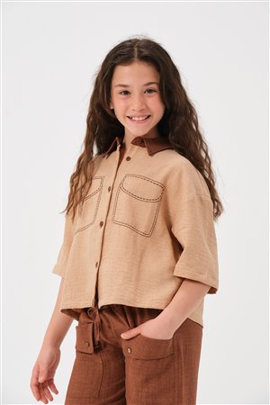 Young Girl'S Embroidered Pocket Shirt