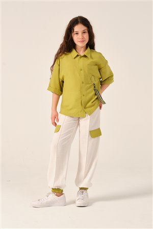 Young Girl'S Printed Accessory Pocket Shirt