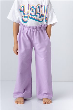 Girl'S Straight Sweat Pants With Ruffle Belt